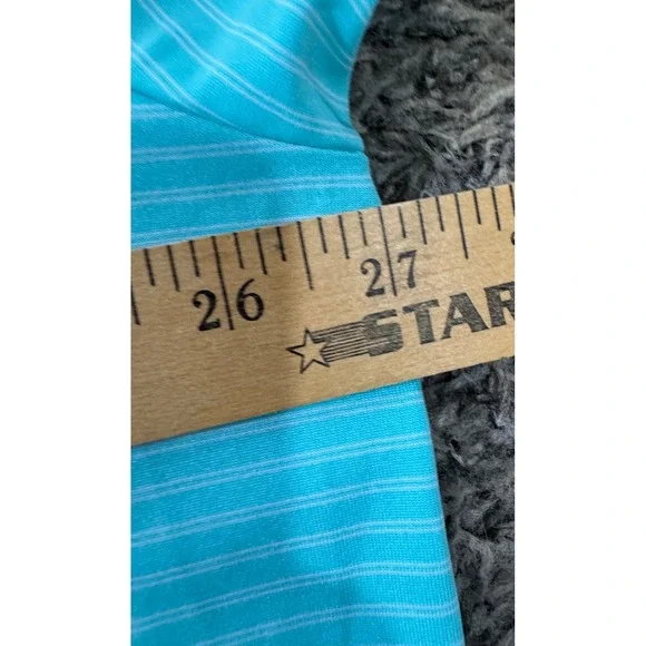 Ben Hogan Performance Polo Shirt Men's 2XL Aqua Blue Stripe Golf Casual Golfcore - Picture 3 of 5